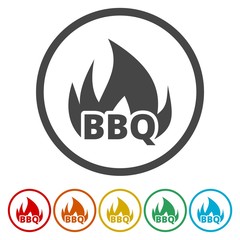 Flaming BBQ Party word design element