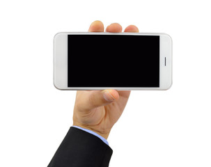 executive showing the smartphone