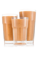 Multifruit smoothie in three size of glass