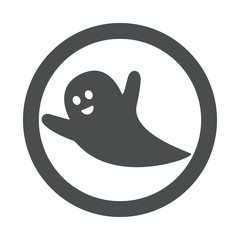 Icono plano fantasma volador en circulo color gris