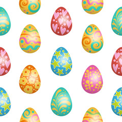 Easter eggs abstract vector seamless pattern. Festive texture