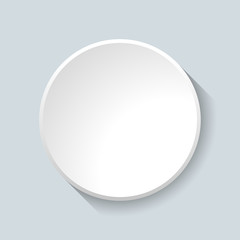 White Circular Plastic Button on Grey Background. Vector Element.