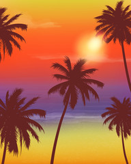 Fototapeta na wymiar Travel Backgrounds with Palm Trees. Exotic landscape. Vector