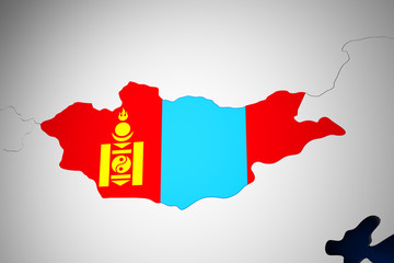 Obraz premium Mongolia on the world map 3d render