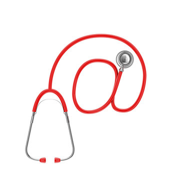 Stethoscope email concept / 3D illustration of stethoscope tubing forming email symbol