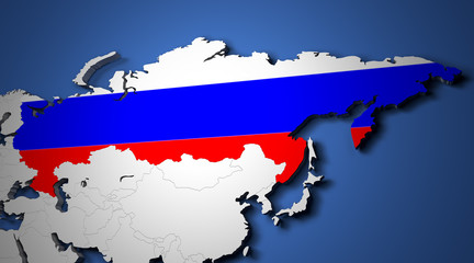 Fototapeta premium The world map with russia and their flags 3d render