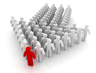 human arrow concept 3d illustration