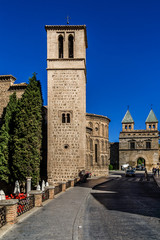 Fototapeta na wymiar Church Santiago del Arrabal (1248) Mudejar style. Toledo, Spain.