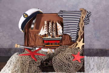 The composition on the marine theme