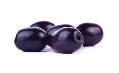 Jambolan plum or Java plum on white background.