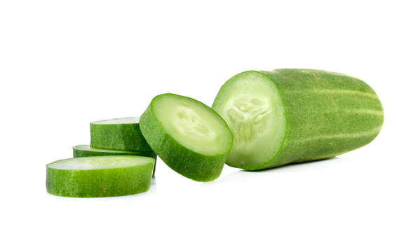 Green cucumber on a white background isolated