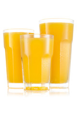 Pineapple juice in three size of glass - obrazy, fototapety, plakaty