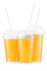 Pineapple juice in three size of cups - obrazy, fototapety, plakaty