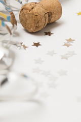 Party celebration background with champagne cork