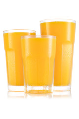Orange juice in three size of glass - obrazy, fototapety, plakaty