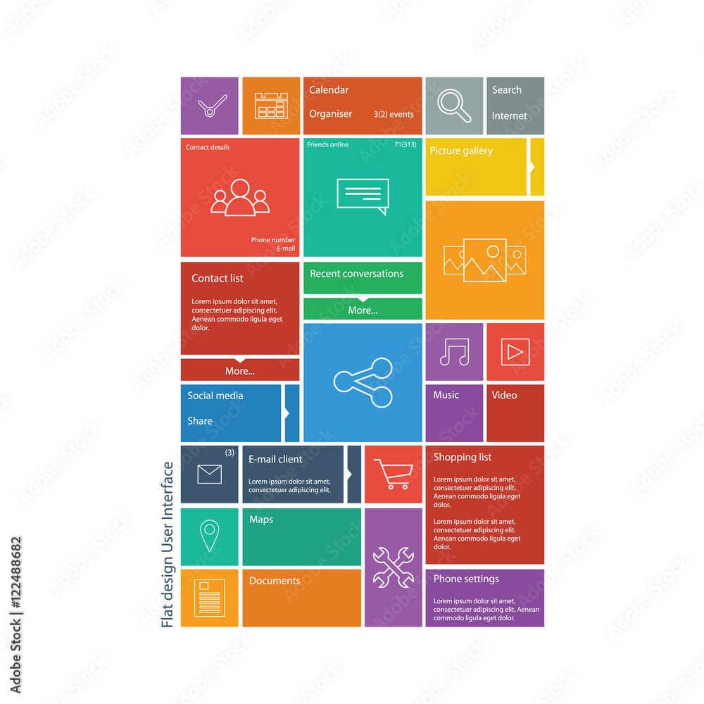 Poster flat design graphic user interface concept with text space suitable for infographics or advertisemen
