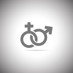 Female and male romantic icon. Female and male sign. Gender icon.