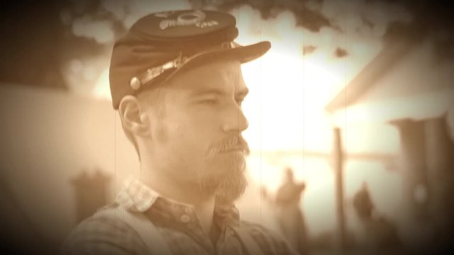 Civil War soldier with a goatee beard (Archive Footage Version)