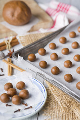 Baking homemade pepernoten for Dutch holiday Sinterklaas