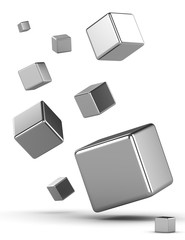 3D rendering illustration background metal cubes