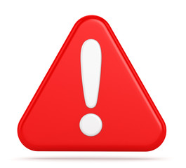 Red exclamation mark on a white background.