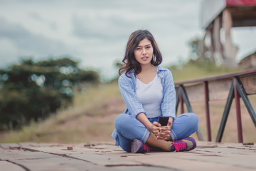 Fototapeta premium Beautiful young woman portrait.