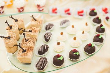 Buffet with a variety of delicious sweets, food ideas, celebration