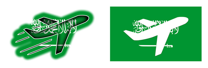 Fototapeta na wymiar Nation flag - Airplane isolated - Saudi Arabia