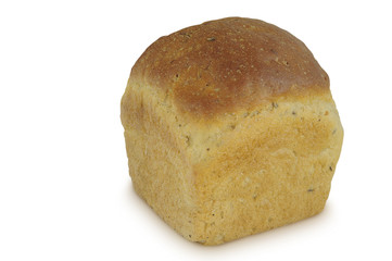Brick of bread isolated on white background
