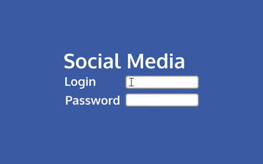 Social media login on a blue background