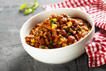 Meat stew with beans and corn