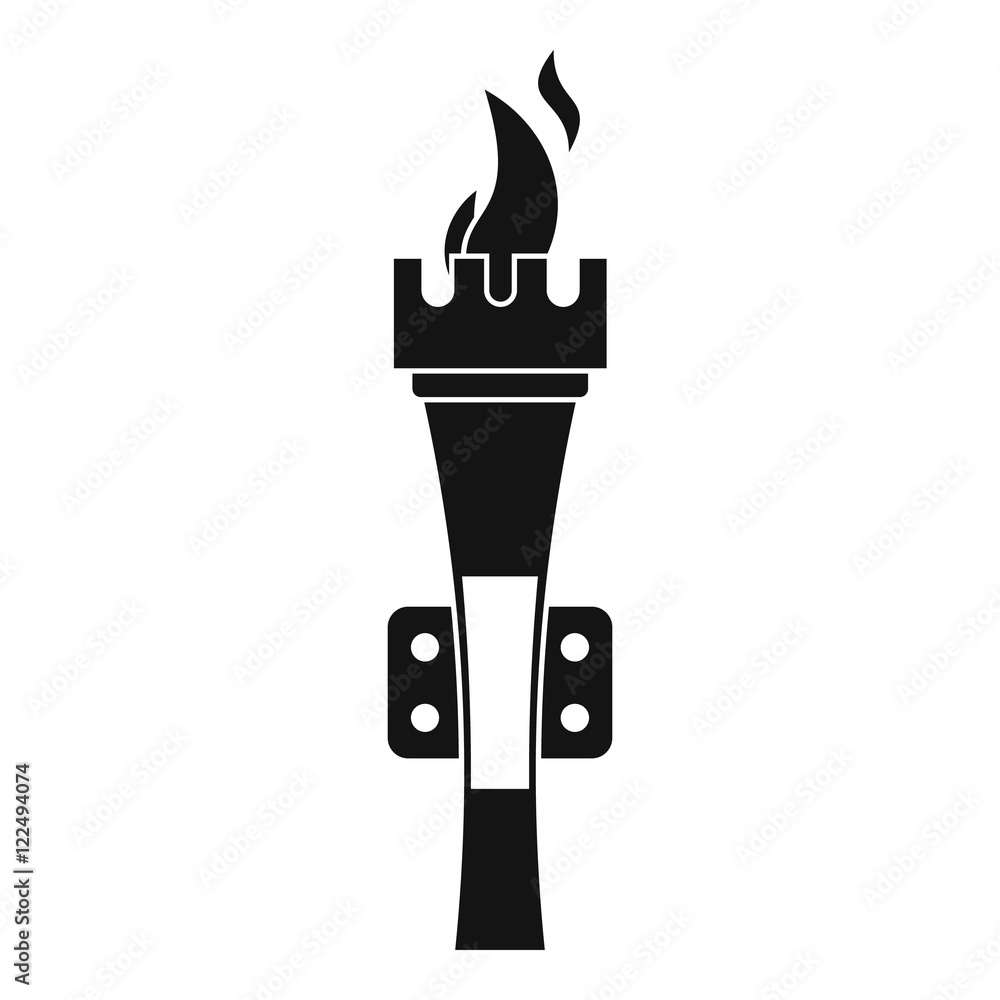 Poster torch icon in simple style on a white background vector illustration