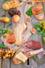 Food Table Healthy Delicious and wine. Meal Concept