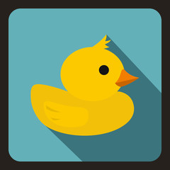 Yellow duck toy icon in flat style on a white background vector illustration