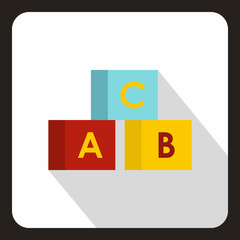 Alphabet cubes with letters A,B,C icon in flat style on a white background vector illustration
