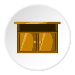 Bedside table icon in cartoon style isolated on white circle background. Furniture symbol vector illustration