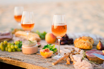Food Table Healthy Delicious and wine. Meal Concept
