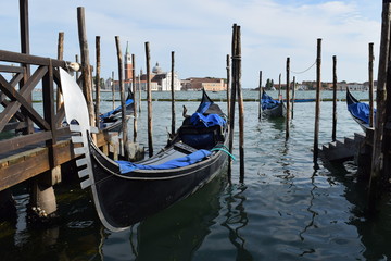 Fototapeta na wymiar Gondolas in Venice Grand Canal