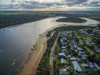 Aerial view of Warneet pier and Rutherford creek