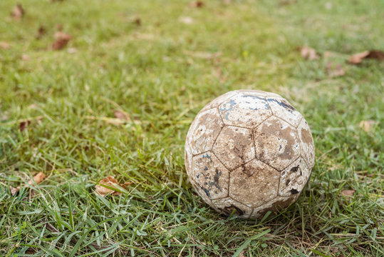 Retro tone used old soccer ball