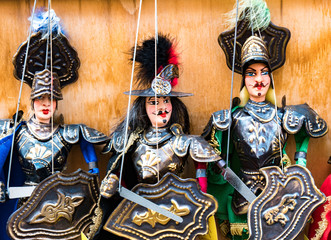 Sicilian puppets for sale. Sicily, Italy