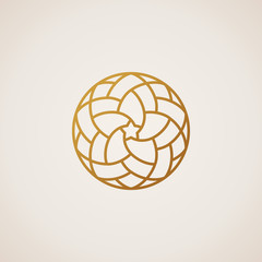 Geometric round Eastern star logo. Vector circular arabic ornamental symbol