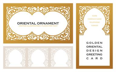 Eastern gold frames, arche. Template design elements in oriental style