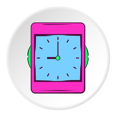 Wall clock icon in cartoon style on white circle background. Time symbol vector illustration