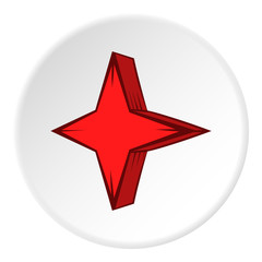 Fototapeta premium Four pointed star icon in cartoon style on white circle background. Figure symbol vector illustration
