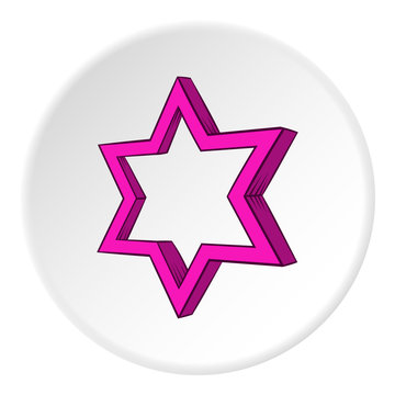 Geometric figure star icon in cartoon style on white circle background. Figure symbol vector illustration