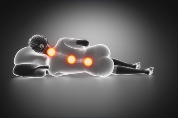 Woman bad incorrect sleep posture