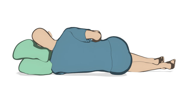 Man bad inccorect sleep posture illustration isolated