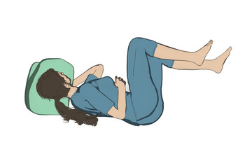 Woman bad inccorect sleep posture illustration isolated