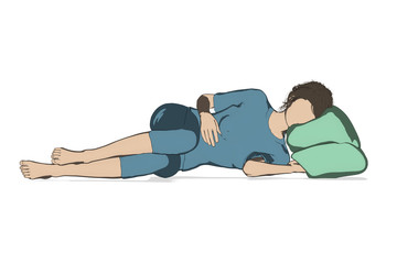 Naklejka premium Woman bad inccorect sleep posture illustration isolated